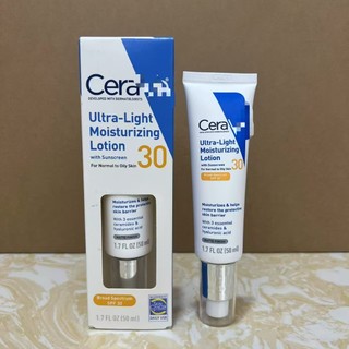  CeraVe Ultra Light Moisturizing Lotion SPF30 50ml (Blue and White Tube) CeraVe Ultra-Light Lotion SPF30 50ml Moisturizer for Normal to Oily Skin