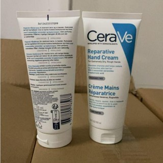  CeraVe Repairing Hand Cream 100ml, white tube with blue and white color-blocked label. CeraVe Reparative Hand Cream 100ml White Tube with Blue-White Label