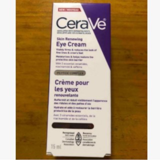  CeraVe Skin Renewal Eye Cream 15ml, white and purple color-blocked packaging with blue and black lettering. CeraVe Skin Renewing Eye Cream 15ml White-Purple Box with Blue-Black Let