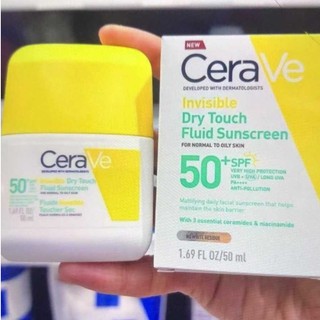  CeraVe Oil-Control Matte Invisible Sunscreen SPF50+ 50ml (Yellow and White Packaging) ) CeraVe Invisible Dry Touch Fluid Sunscreen SPF50+ 50ml