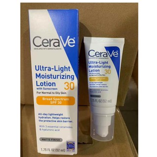  CeraVe Mild Matte Sunscreen Lotion SPF30 52ml (for combination/oily skin) CeraVe Ultra-Light Moisturizing Lotion With Sunscreen SPF30